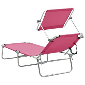 vidaXL Folding Sun Lounger with Canopy Pink Aluminum (Option: as picture)