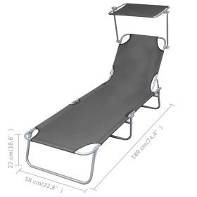vidaXL Foldable Sunlounger with Adjustable Backrest Grey (Option: as picture)