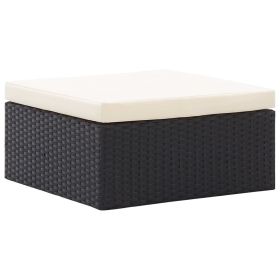 vidaXL Patio Lounge Bed with Roof Black Poly Rattan (Option: as picture)