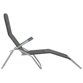 vidaXL Folding Sun Loungers 2 pcs Textilene Anthracite (Option: as picture)