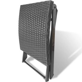 vidaXL Folding Stool Poly Rattan Black (Option: as picture)