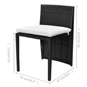 vidaXL 3 Piece Bistro Set with Cushions Poly Rattan Black (Option: as picture)