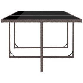 vidaXL 11 Piece Patio Dining Set with Cushions Poly Rattan Brown (Option: as picture)
