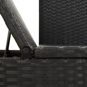 vidaXL Sun Bed with Cushions Poly Rattan Black (Option: as picture)