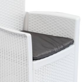 vidaXL Patio Chairs 2 pcs with Cushion White Plastic Rattan Look (Option: as picture)