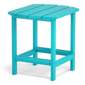 Adirondack Outdoor Side Table;  HDPE Plastic End Tables for Patio;  Backyard;  Pool;  Indoor Outdoor Companion;  Easy Maintenance Weather Resista (Color: Lake blue)