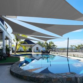 Artpuch Custom Size Dark Grey Sun Shade Sail Triangle Canopy 185 GSM Durable Fabric UV Block Awning for Outdoor Patio Garden Backyard (Customized (Color: Dark Grey, size: 15X17X17)