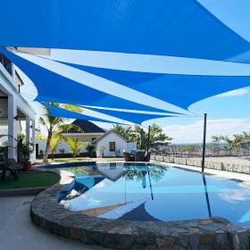 Artpuch Custom Size Sky Blue Sun Shade Sail Triangle Canopy 185 GSM Durable Fabric UV Block Awning for Outdoor Patio Garden Backyard (Customized (Color: Sky Blue, size: 14x17x22)