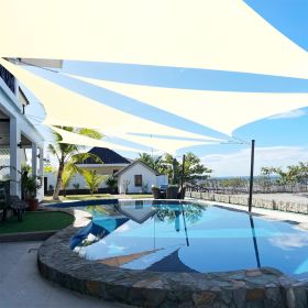Artpuch Custom Size Cream Sun Shade Sail Triangle Canopy 185 GSM Durable Fabric UV Block Awning for Outdoor Patio Garden Backyard (Customized Ava (Color: Cream, size: 08x10x12.8)