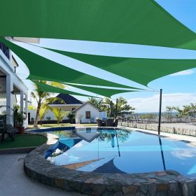 Artpuch Custom Size Dark Green Sun Shade Sail Triangle Canopy 185 GSM Durable Fabric UV Block Awning for Outdoor Patio Garden Backyard (Customize (Color: Dark Green, size: 14x20x24.4)