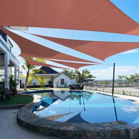 Artpuch Custom Size Rust Red Sun Shade Sail Triangle Canopy 185 GSM Durable Fabric UV Block Awning for Outdoor Patio Garden Backyard (Customized (Color: Rust Red, size: 20x24x31.2)