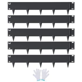 VEVOR Steel Landscape Edging, 5-pack Steel Garden Edging Borders, 39" L x 3" H Strips, Hammer-in Edging Border (Color: Black, size: 3in x 16.25ft)