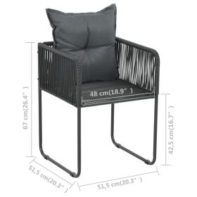 vidaXL Patio Chairs 2 pcs with Pillows Poly Rattan Black (Option: as picture)