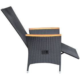 vidaXL Reclining Patio Chairs 2 pcs with Cushions Poly Rattan Black (Option: as picture)