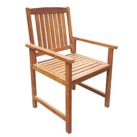 vidaXL 7 Piece Patio Dining Set Solid Acacia Wood (Option: as picture)