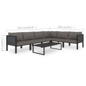 vidaXL 7 Piece Patio Lounge Set with Cushions Poly Rattan Anthracite (Option: as picture)